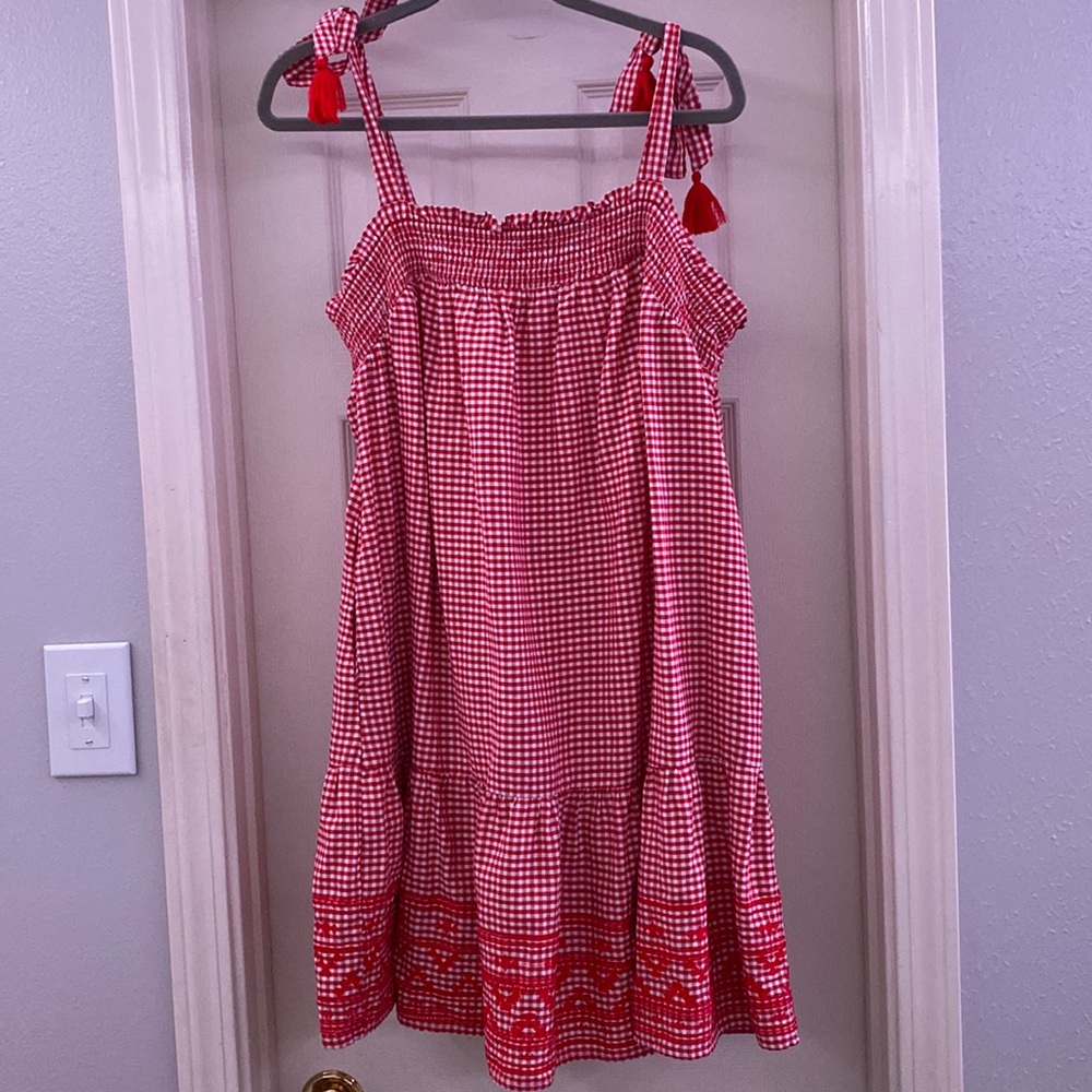 red checkered sundress